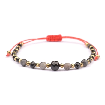 Bransoletka czarny TURMALIN LABRADORYT HEMATYT ochrona inspiracja